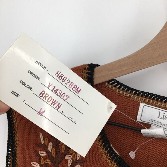 Lisa International Sweater Vest Womens Medium Brown Equestrian Horse Knit NWT #G - Picture 6 of 8